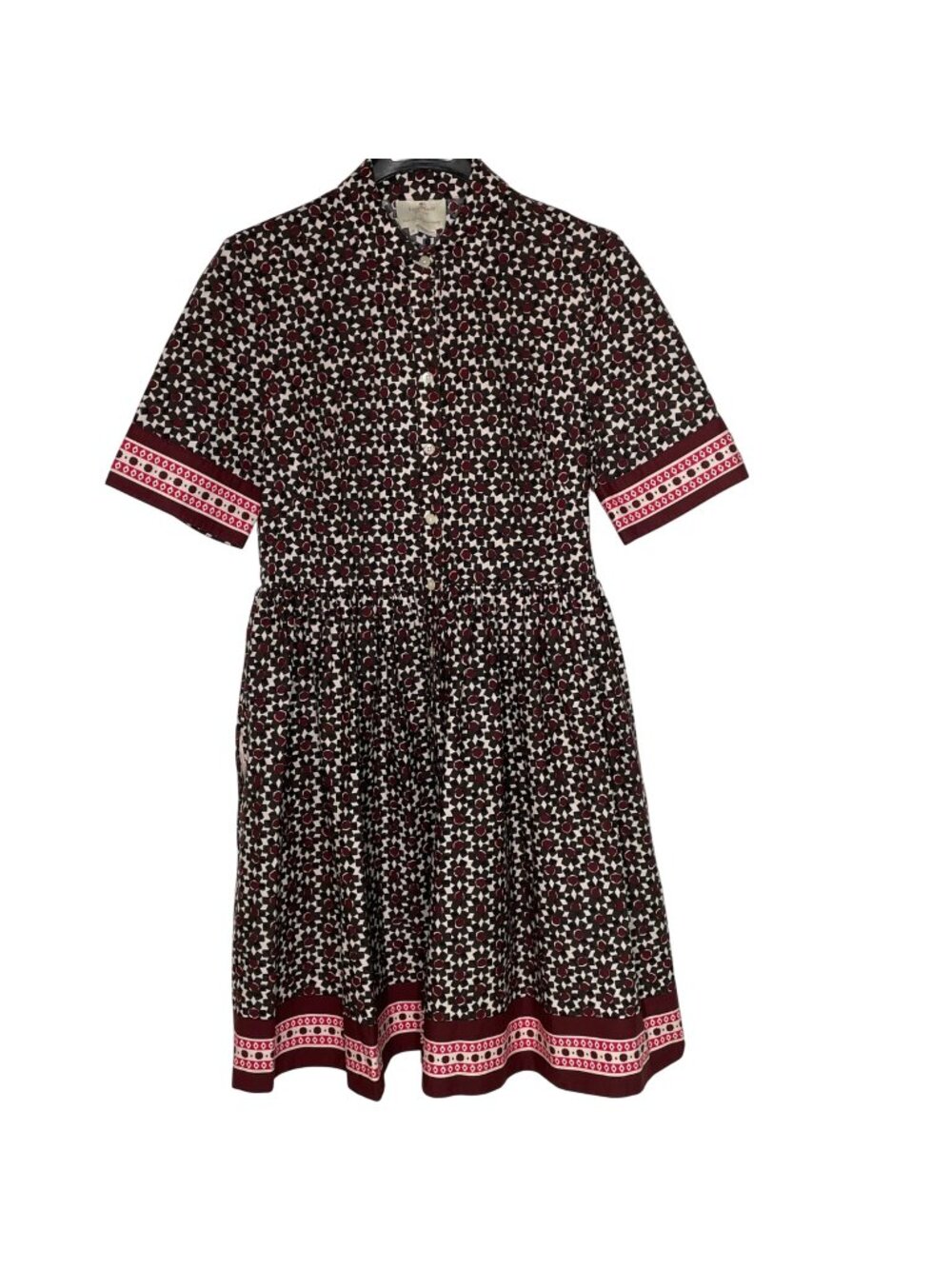 Kate Spade Floral Tile Button Down Shirt Dress Sz 10 Preppy Retro Geometric